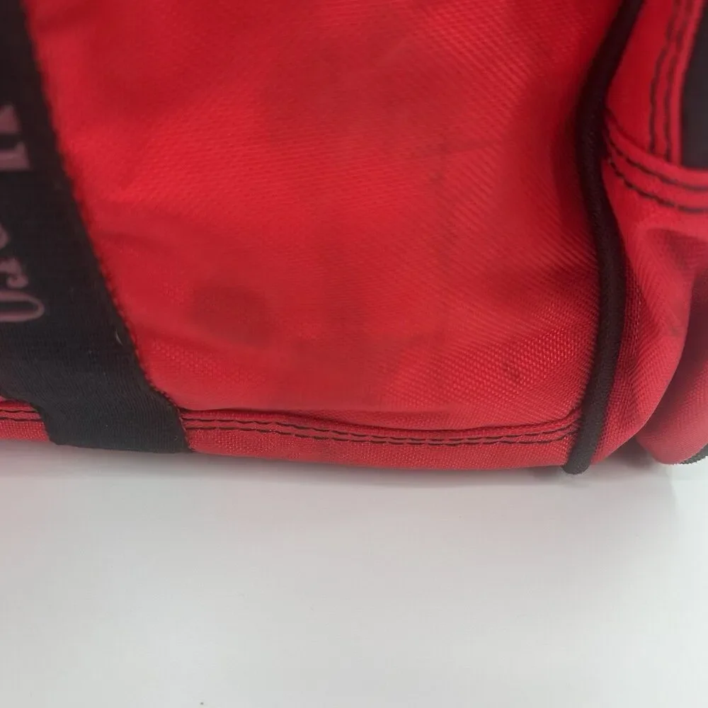 Marlboro Adventure Team Red Black Yellow Duffle Bag Pockets Adjustable Strap VTG